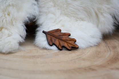 Leren magneet bruin eikenblad