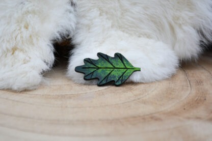 Leren magneet bgroen eikenblad